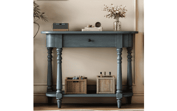 36" Retro Farmhouse Curved Console Table