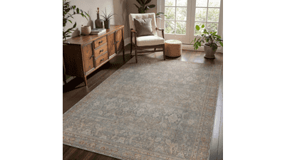 8x10 Boho Area Rug – Ultra-Thin, Machine Washable, Non-Slip