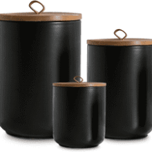 Black Ceramic 3-Piece Food Storage Set