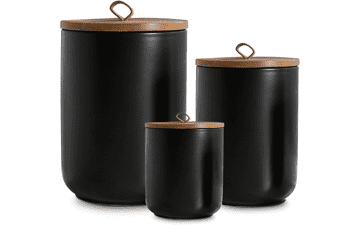 Black Ceramic 3-Piece Food Storage Set