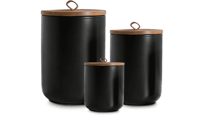 Black Ceramic 3-Piece Food Storage Set