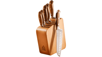 Bloomhouse 7-Piece Italian Olive Wood Knife Block