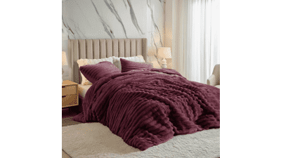 Cuddly Ribbed Fluffy Comforter Set