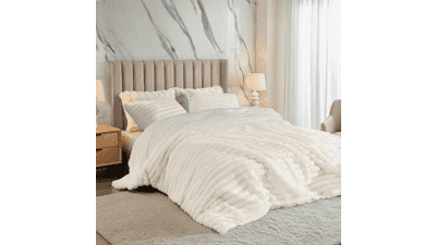 Cuddly Ribbed Fluffy Comforter Set