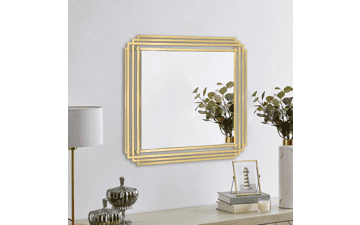 Gold 24" Geometric Art Deco Mirror