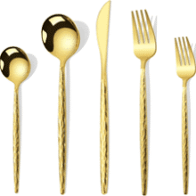 Hammered Gold 30-Piece Stainless Steel Flatware Set