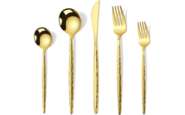 Hammered Gold 30-Piece Stainless Steel Flatware Set