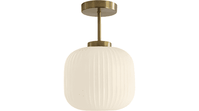 KCO Ribbed Milk Glass Flush Mount Light