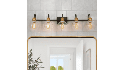 LALUZ 5-Light Black & Gold Vanity Light