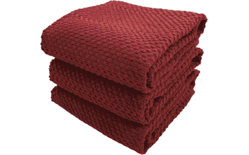 Maroon Cotton Kitchen Dish Towels Set of 3