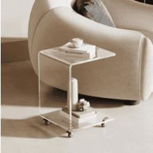 Modern Acrylic C-Shaped Side Table with Storage