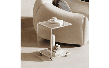 Modern Acrylic C-Shaped Side Table with Storage