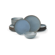 Oneida 18-Piece Blue Stoneware Dinnerware Set