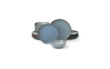 Oneida 18-Piece Blue Stoneware Dinnerware Set
