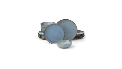 Oneida 18-Piece Blue Stoneware Dinnerware Set