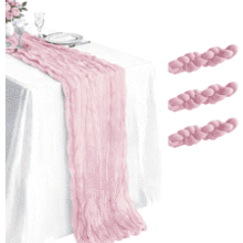 Pink Cheesecloth Table Runner 3-Pack