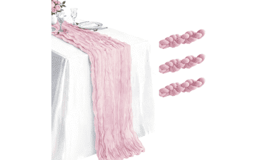 Pink Cheesecloth Table Runner 3-Pack
