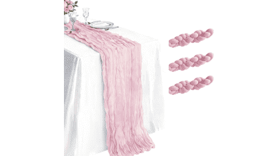 Pink Cheesecloth Table Runner 3-Pack