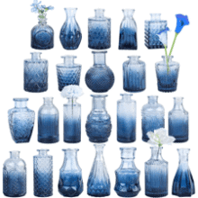 TBWIND Blue Glass Bud Vases Set