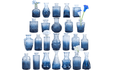 TBWIND Blue Glass Bud Vases Set