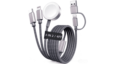 2026 Travel Essentials Kit: Apple Watch & iPhone Charger, Multi Cable, 3-in-2 Dock