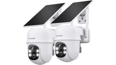 2K Solar Outdoor Security Camera 360° AI Detection (2 Pack)