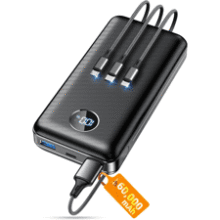 60000mAh Portable Power Bank with 3-in-1 Cable, 22.5W Fast Charge