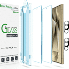 AmFilm 6.8" S24 Ultra Screen & Lens Protector 2+2 Pack