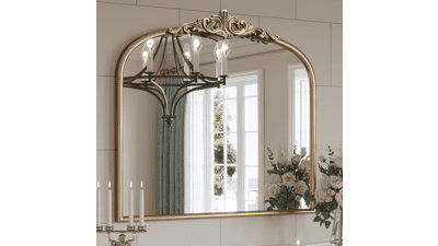 Arched Antique Gold Mantel Wall Mirror