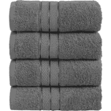 Elegant Comfort 4-Pack Popcorn Towels – 16x28, Turkish Cotton, Charcoal Gray