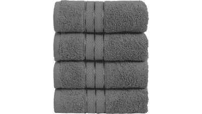 Elegant Comfort 4-Pack Popcorn Towels – 16x28, Turkish Cotton, Charcoal Gray