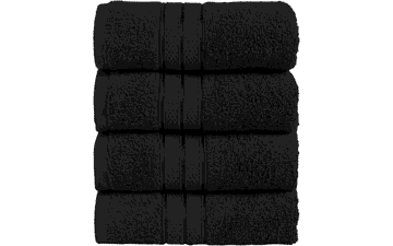Elegant Comfort 4-Pack Turkish Cotton Popcorn Towels – 16x28, Black