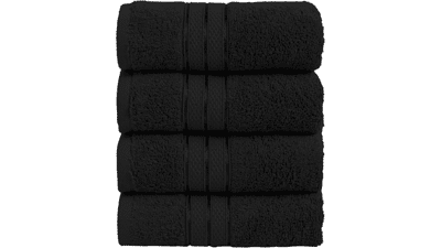 Elegant Comfort 4-Pack Turkish Cotton Popcorn Towels – 16x28, Black