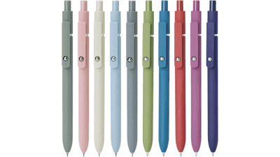 FIOVER 10-Pack 0.5mm Gel Pens – Quick-Dry Black Fine Point