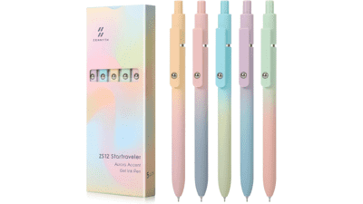 FIOVER 5pcs Gel Pens Black Ink 0.7mm