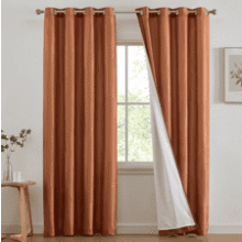 HLC.ME Jefferson Faux Silk Light‑Filtering Curtains – Terracotta Orange