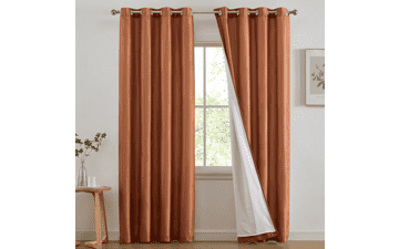 HLC.ME Jefferson Faux Silk Light‑Filtering Curtains – Terracotta Orange