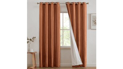 HLC.ME Jefferson Faux Silk Light‑Filtering Curtains – Terracotta Orange