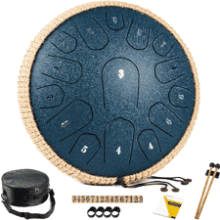 HOPWELL 13" Steel Tongue Drum – 15 Notes, D Major, with Music Book & Mallets