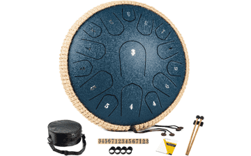 HOPWELL 13" Steel Tongue Drum – 15 Notes, D Major, with Music Book & Mallets