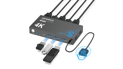 Hearvo USB 3.0 HDMI KVM Switch 1 Monitor 2 Computers