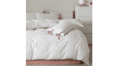 HighBuy Twin XL Farmhouse Comforter Set with Bow Tie Pillowcases