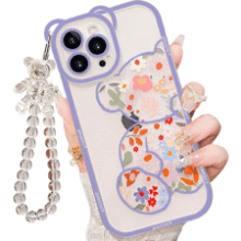 IAIYOXI iPhone 7 Case with Flowers & Bear Pattern