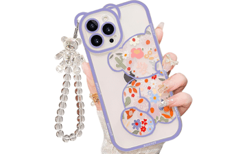 IAIYOXI iPhone 7 Case with Flowers & Bear Pattern