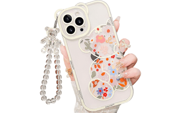 IAIYOXI iPhone 7 Clear Bear‑Flower Case with Strap