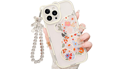 IAIYOXI iPhone 7 Clear Bear‑Flower Case with Strap