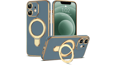 IPhone 12 Magnetic Ring Stand Case with Lens Protector