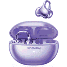Kinglucky Clip‑On Earbuds – 40H Playtime, Bluetooth 6.0, Purple