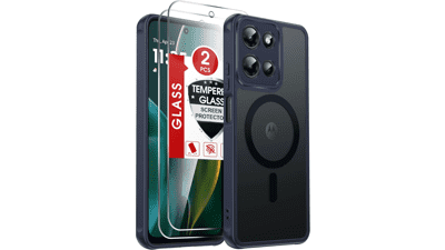 LeYi Moto G 2025 Phone Case with 2X Glass, Matte & Shockproof