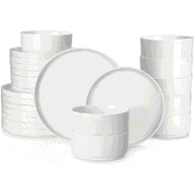 MALACASA 24-Piece White Porcelain Dinnerware Set